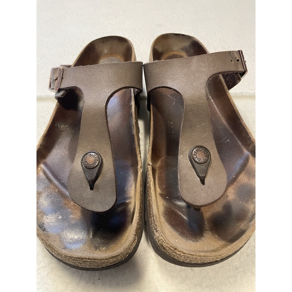 Birkenstock Gizeh Sandals Women's Size 9 (eu40) Thong‎ Shoes Brown Leather